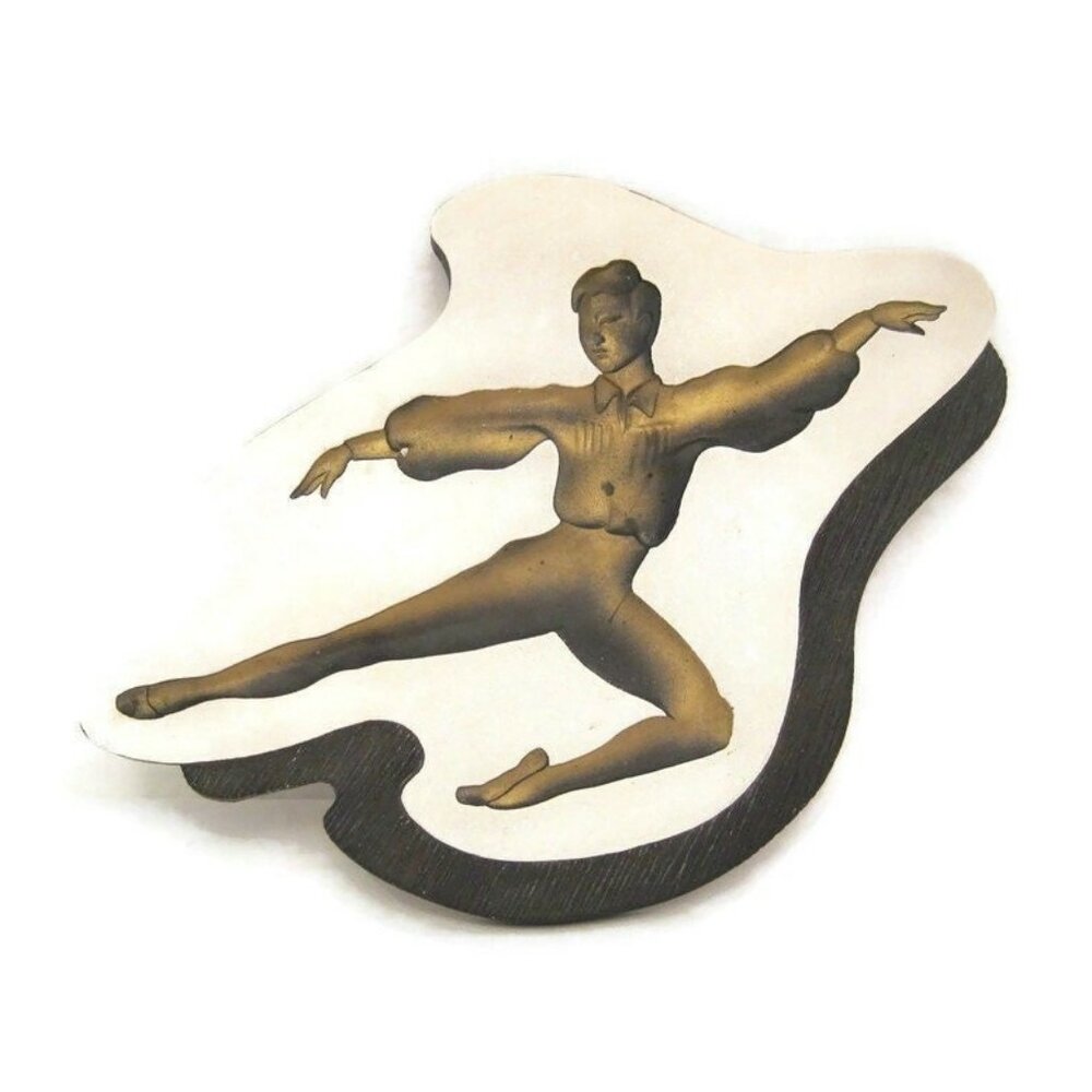 1950s Wall Hanging Chalkware Atomic Dancer Wall Plaque MCM Home Decor